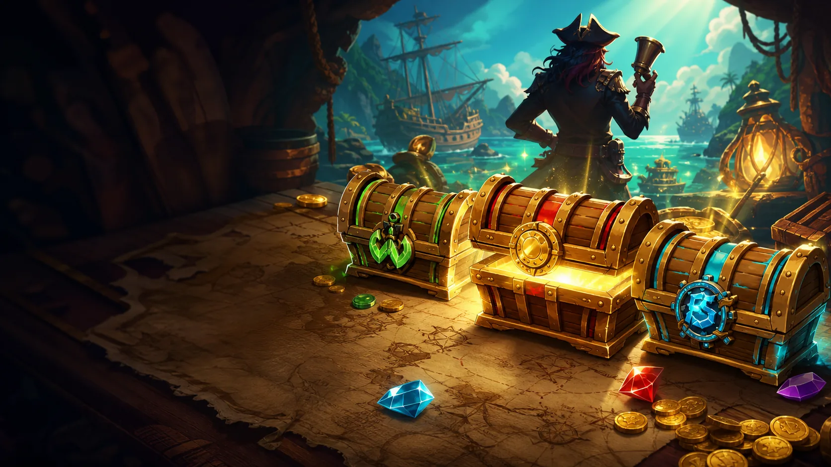 3 Cursed Chests Hold and Win game introduction screen