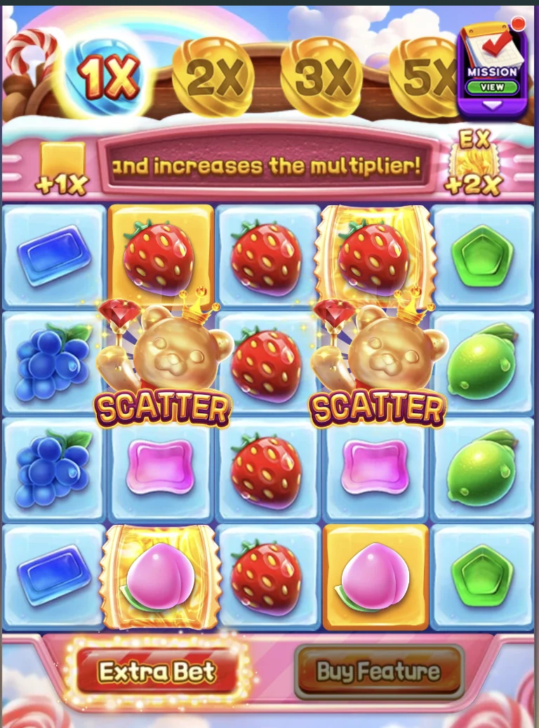 Sugar Bang Bang 2 Extra Bet button and multiplier symbols